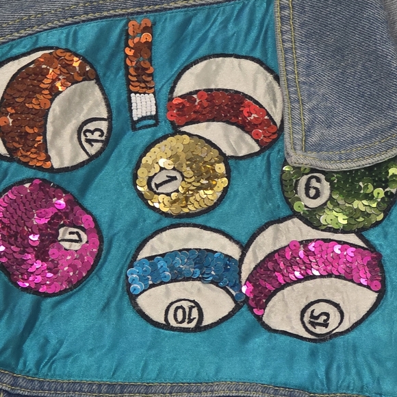 Vintage 80's-90's Cedars Sz M Art Jean Jacket Denim Billards Pool Unisex? - Picture 12 of 13